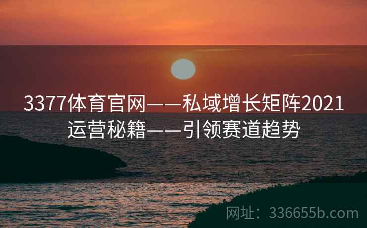 3377体育官网——私域增长矩阵2021运营秘籍——引领赛道趋势