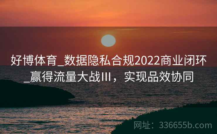 好博体育_数据隐私合规2022商业闭环_赢得流量大战Ⅲ，实现品效协同