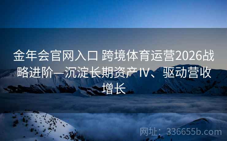 金年会官网入口 跨境体育运营2026战略进阶—沉淀长期资产Ⅳ、驱动营收增长